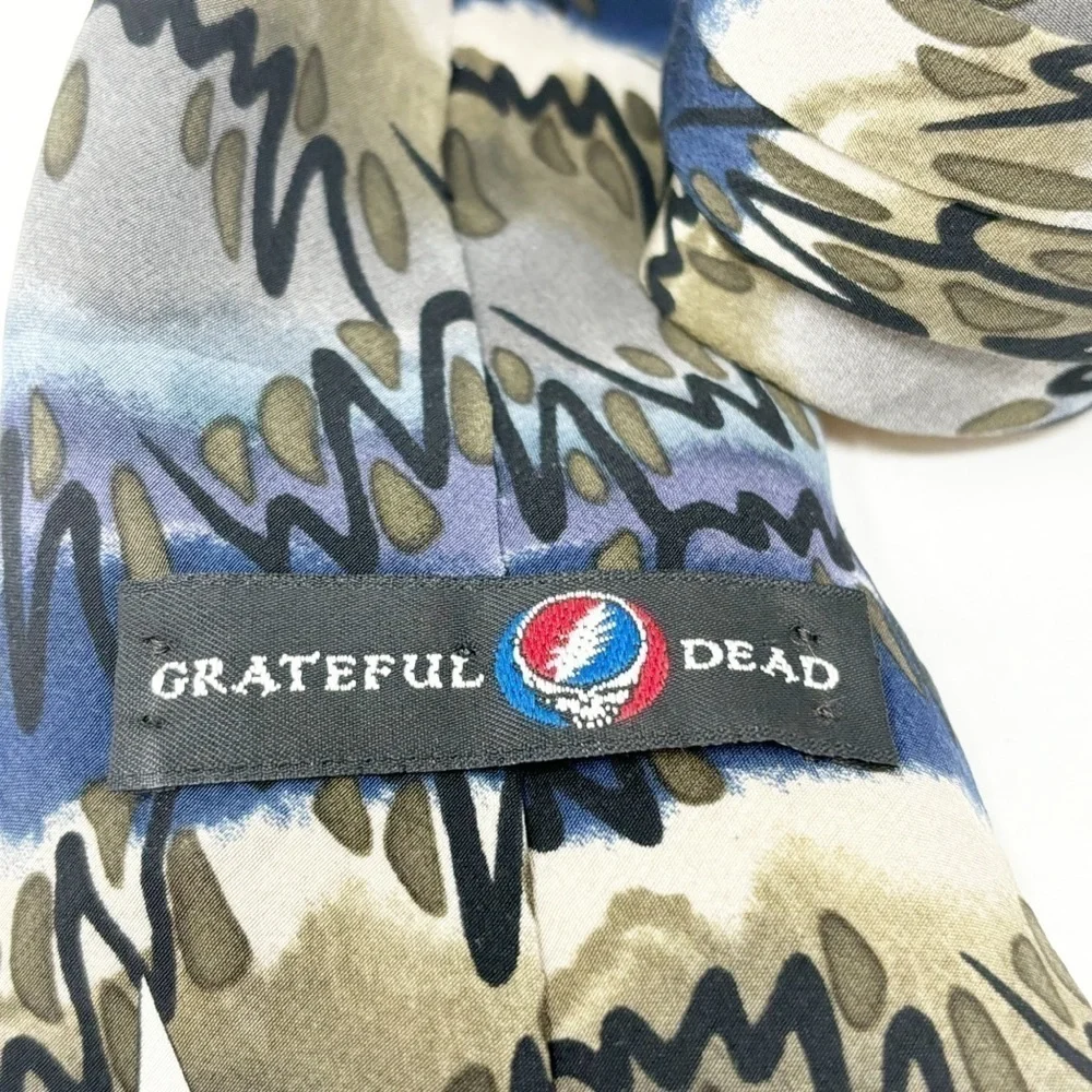 GRATEFUL DEAD Men’s Blue Gray Abstract Print Tie SYNESTHESIA Second Set 1996 USA